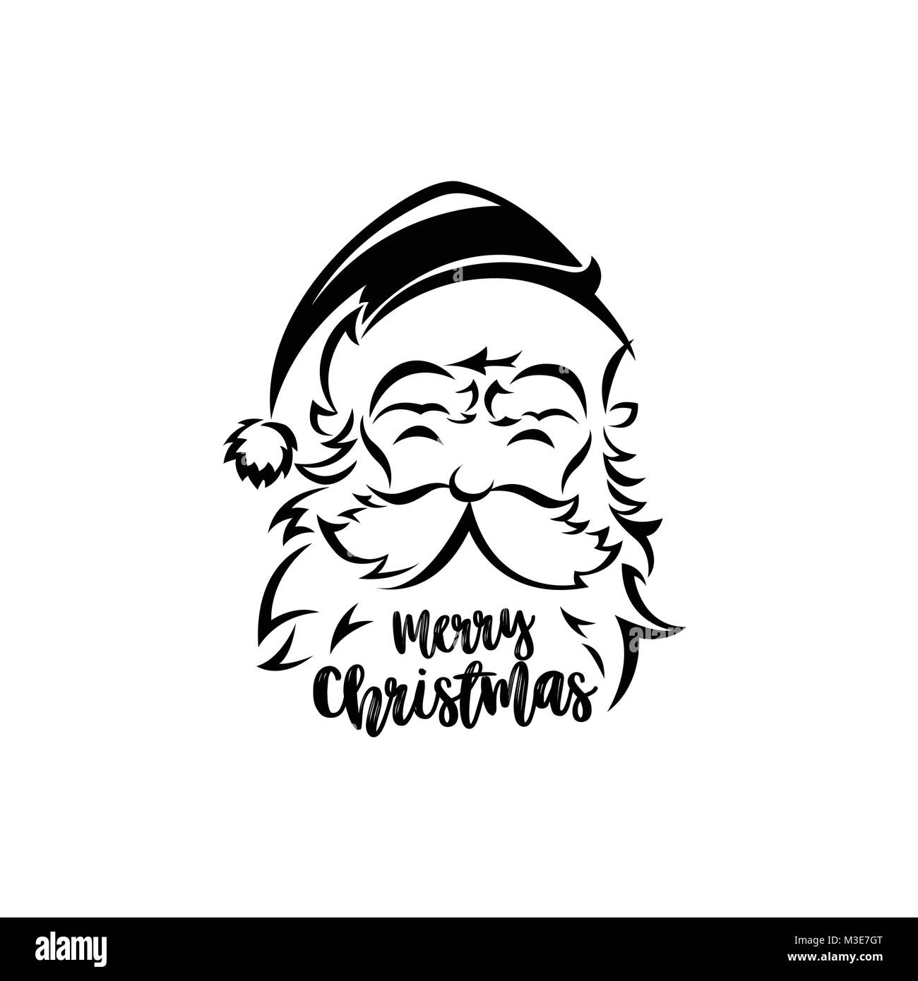 Schwarze und weiße Weihnachtsmann Vector Illustration Stock Vektor