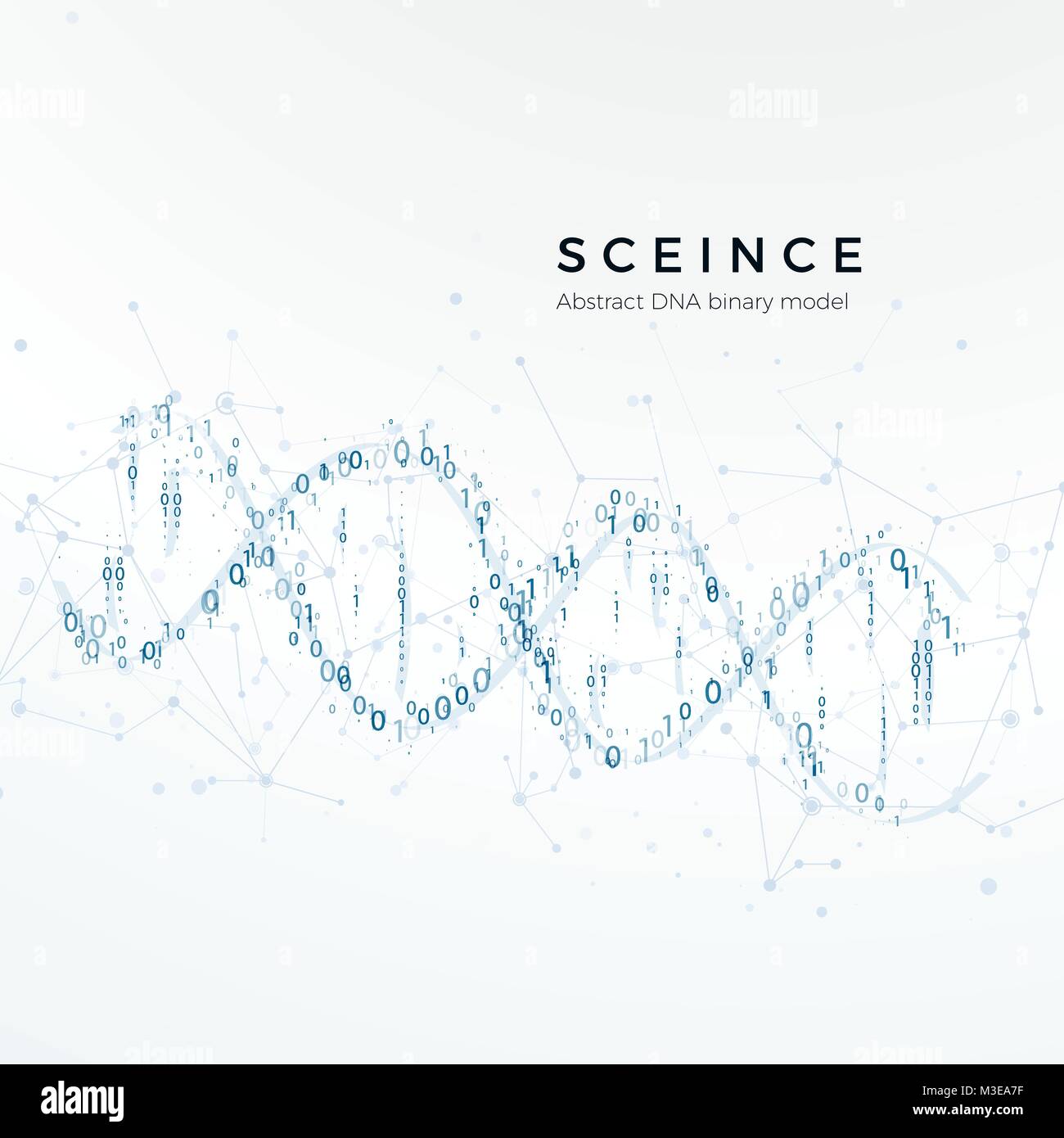 Abstrakte DNA binäres Modell. Der genetische Code. Wissenschaft und futuristisches Konzept. Vector Illustration isoliert auf weißem Stock Vektor