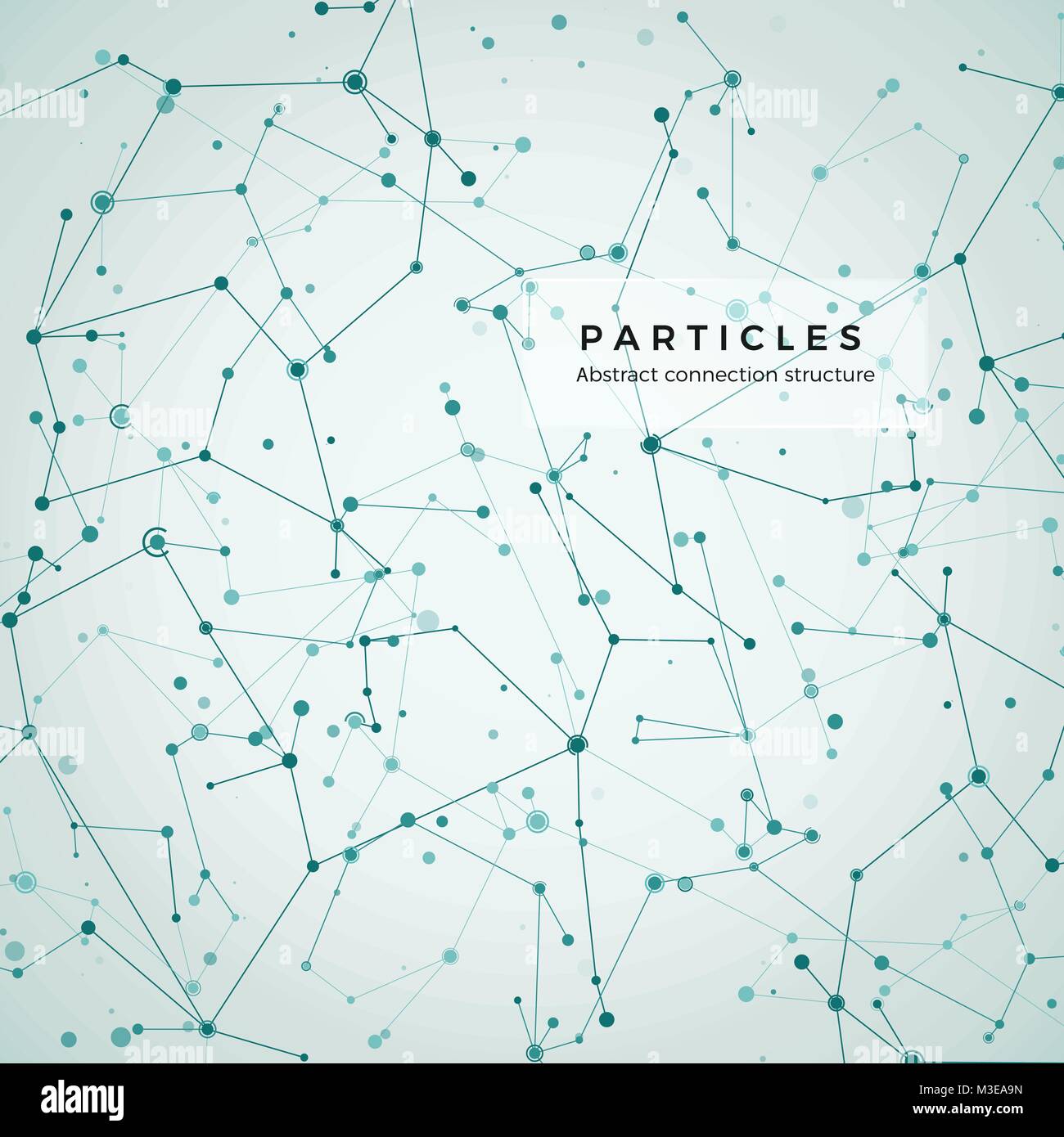 Knoten, Punkte und Linien. Abstrakte Partikel geometrische grafik hintergrund. Struktur der Atom-, Molekül- und Kommunikation. Grosse Daten komplex mit Verbindungen. Stock Vektor