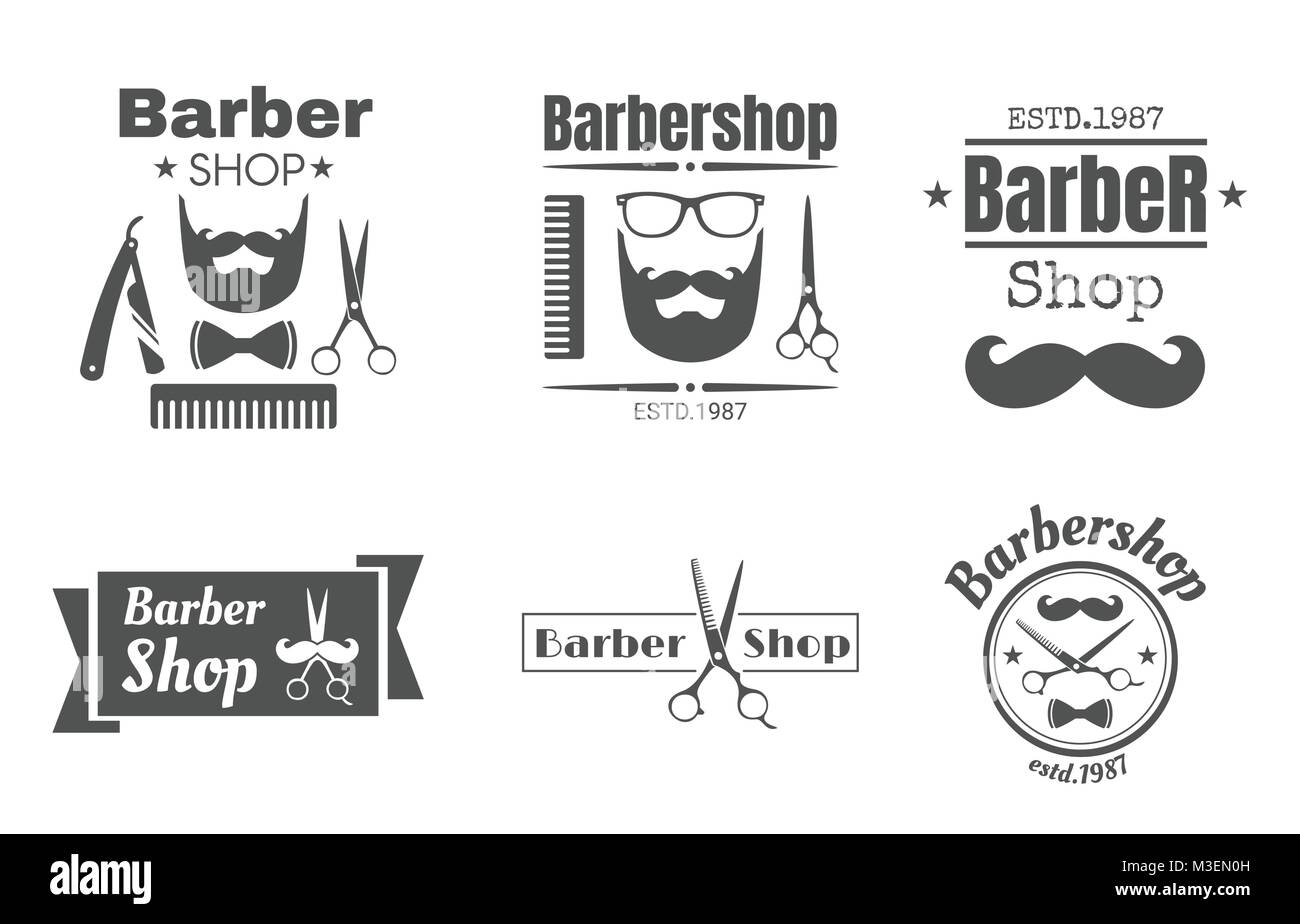 Vintage barbershop zugeschickt oder Logo Stock Vektor