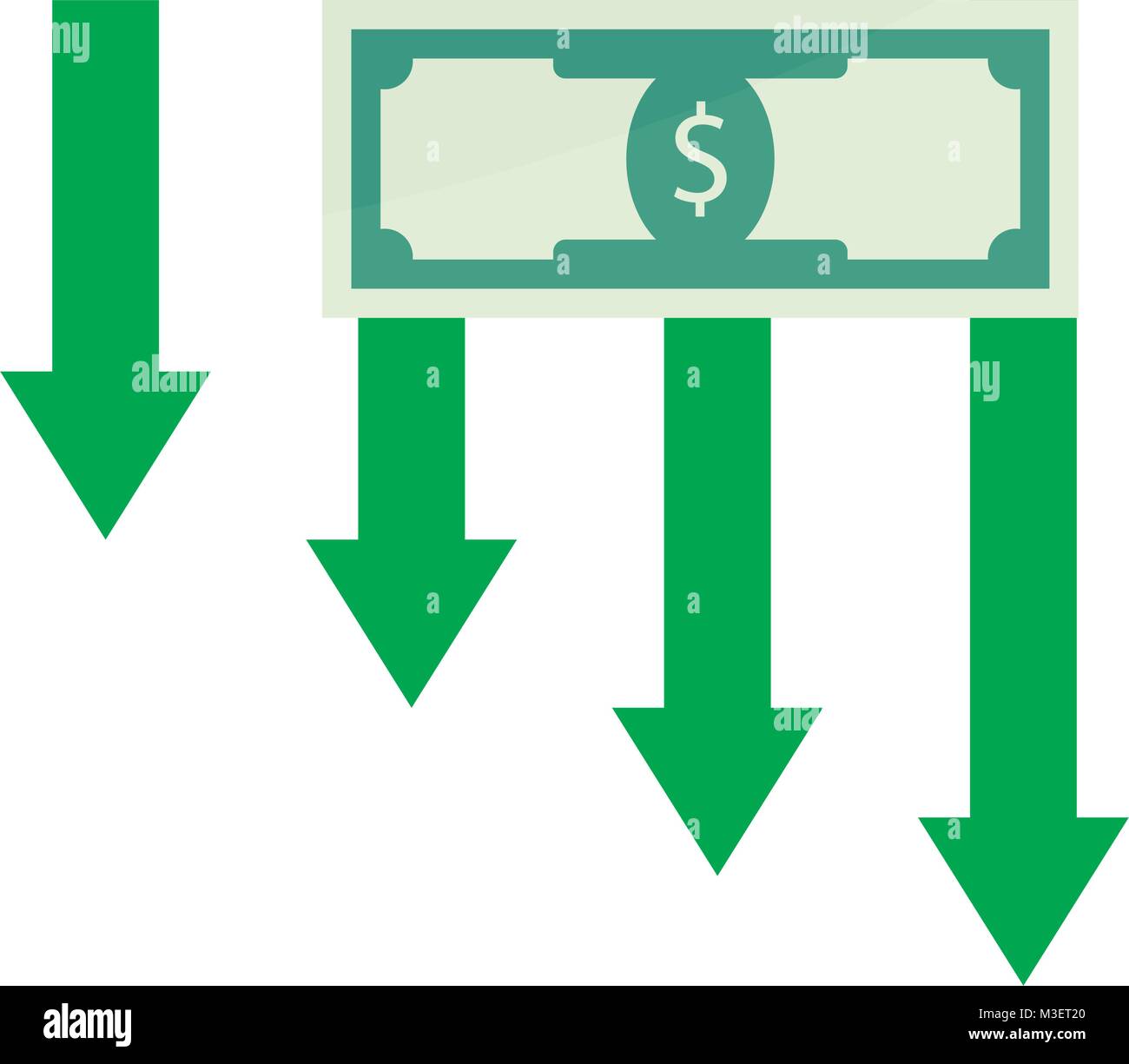 Finanzkrise Geld. Vektor crash Wirtschafts- und Risiko-Banknote, Grafik, Trend, Rezession Diagramm, Scheitern und Abbildung Stock Vektor