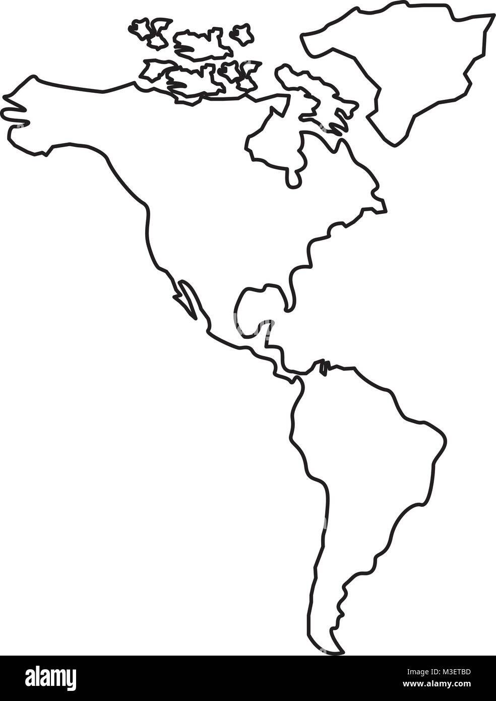 Nord- und Südamerika Karte Kontinent Stock Vektor