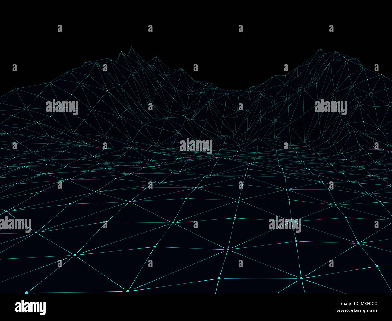 Digitale Landschaft. Abstrakte Drahtmodell Hintergrund. 3D-Rendering Stockfoto