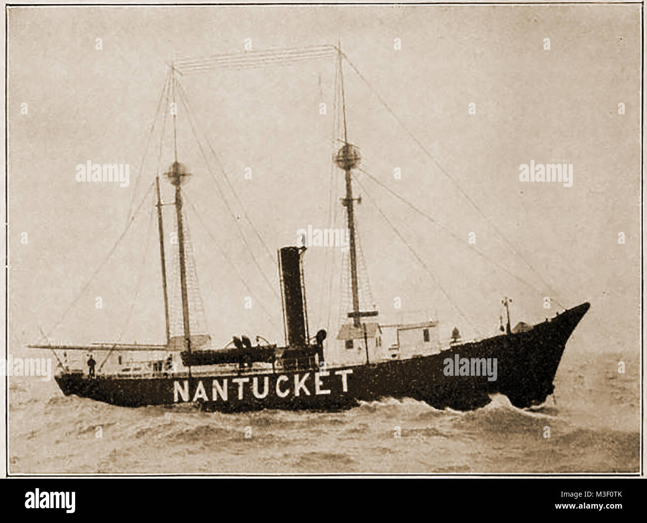 Alte amerikanische Leuchttürme, Licht Stationen und Navigationshilfen - Nantucket Licht Schiff Nr. 85, USA 1923 Stockfoto