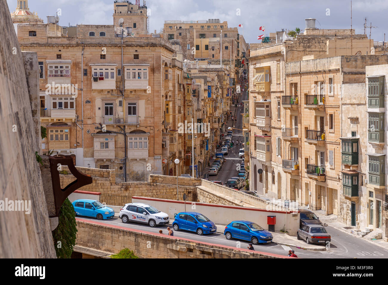 Straßen von Valletta, Malta von Fort St. Elmo. Stockfoto