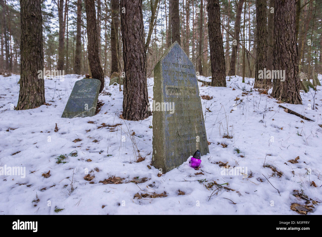 Jahrhundert jüdische Friedhof in Narewka Dorf; Hajnowka County im Nordosten der Woiwodschaft Podlachien in Polen Stockfoto