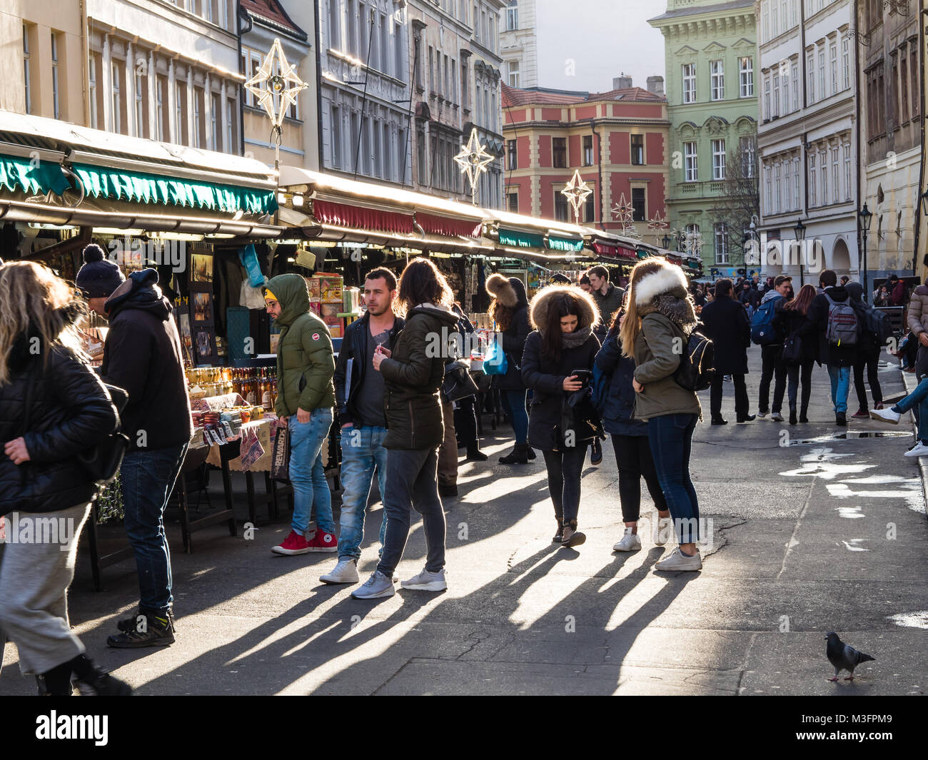 Prag, Tschechische Republik - 29. Januar 2018: Havel Markt in der Altstadt von Prag. Stockfoto