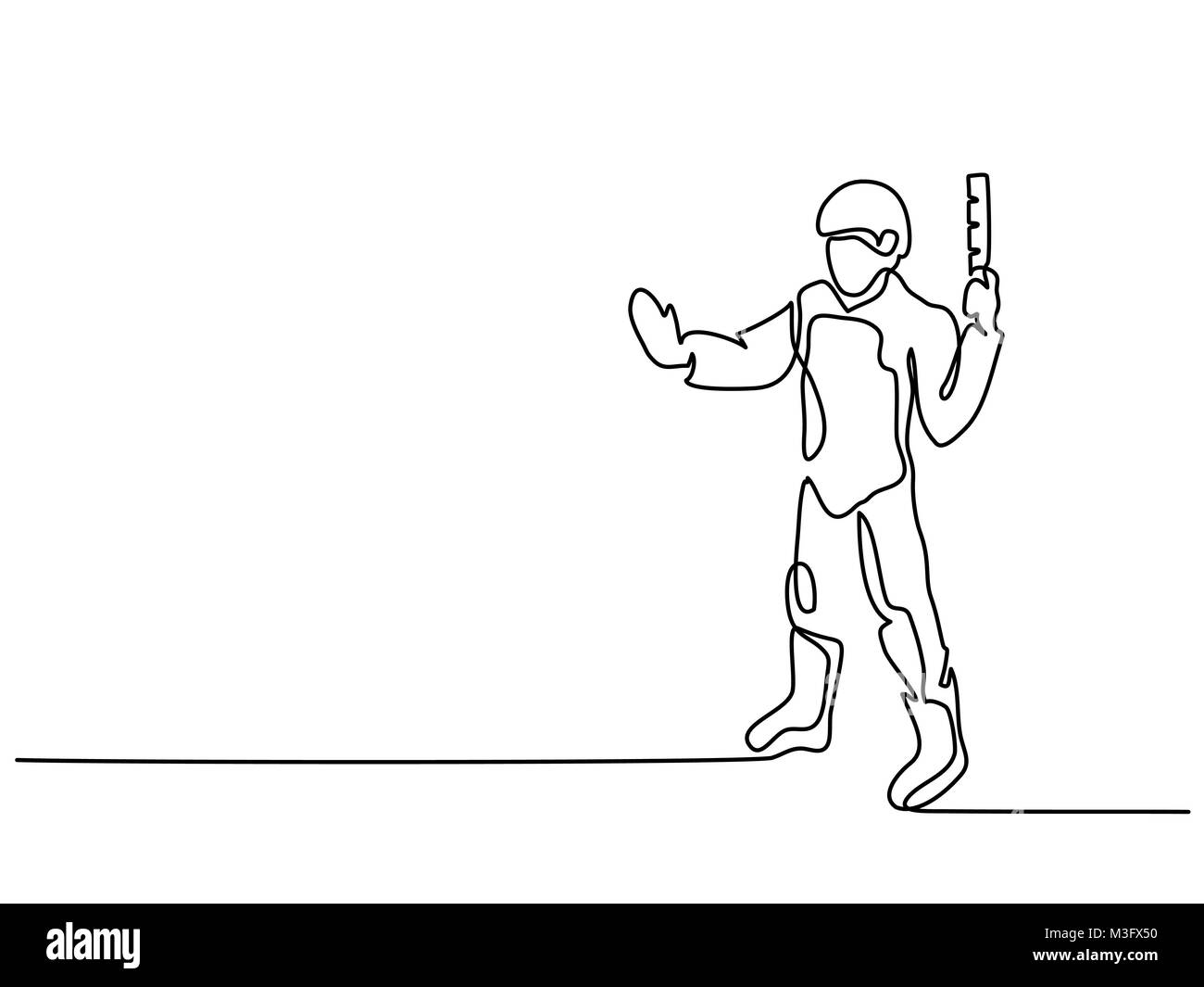 Ständigen Polizist holding Stick Stock Vektor