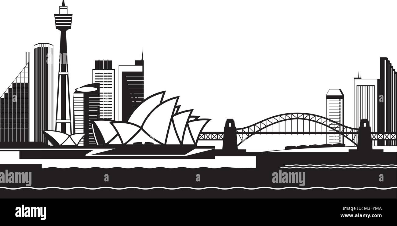 Sydney Skyline bei Tag - Vector Illustration Stock Vektor