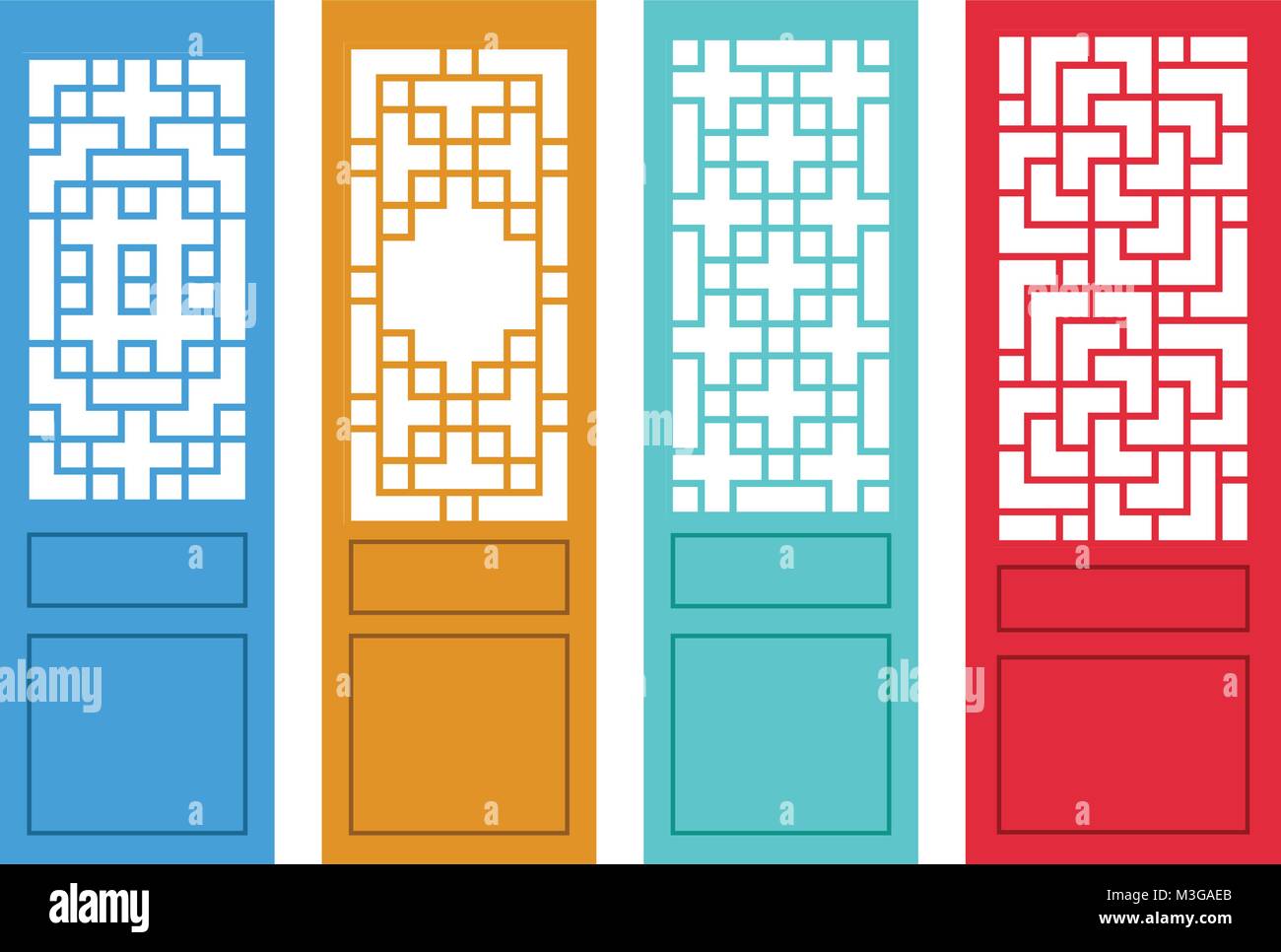 Einstellen der Chinesischen Tür im flachen Stil, vector art design Stock Vektor