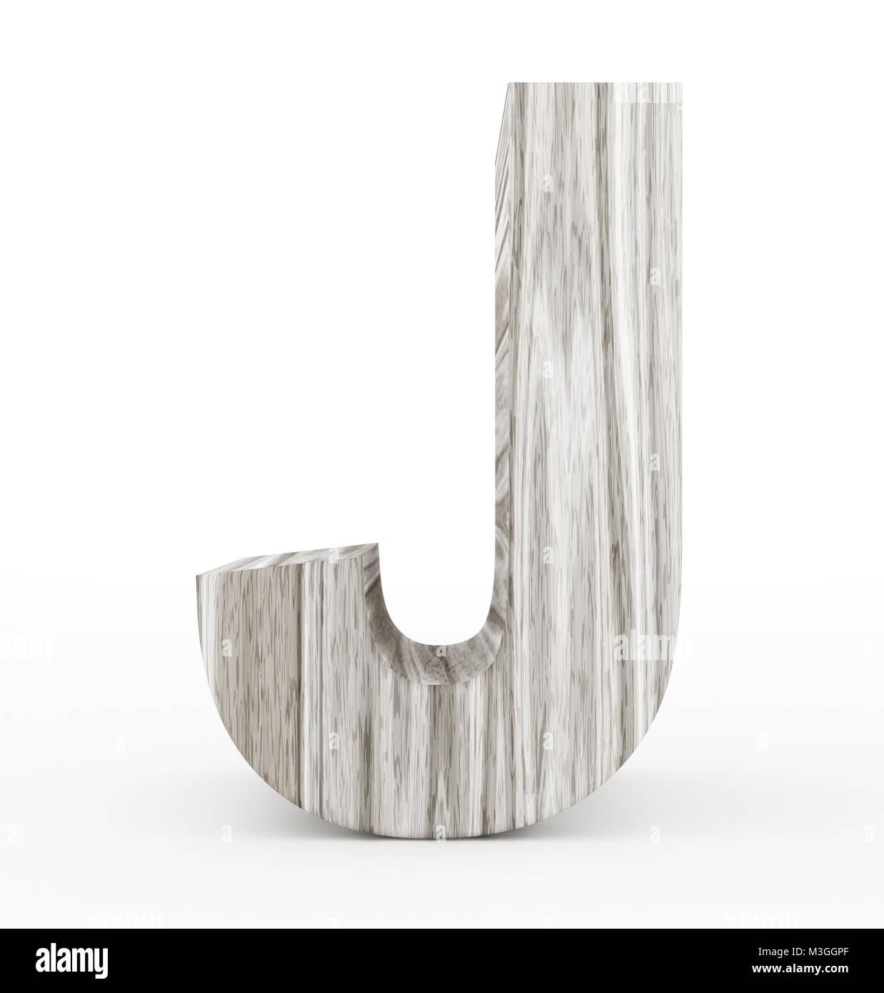 Buchstabe J 3d Holz isoliert auf Weiss - 3D-Rendering Stockfoto