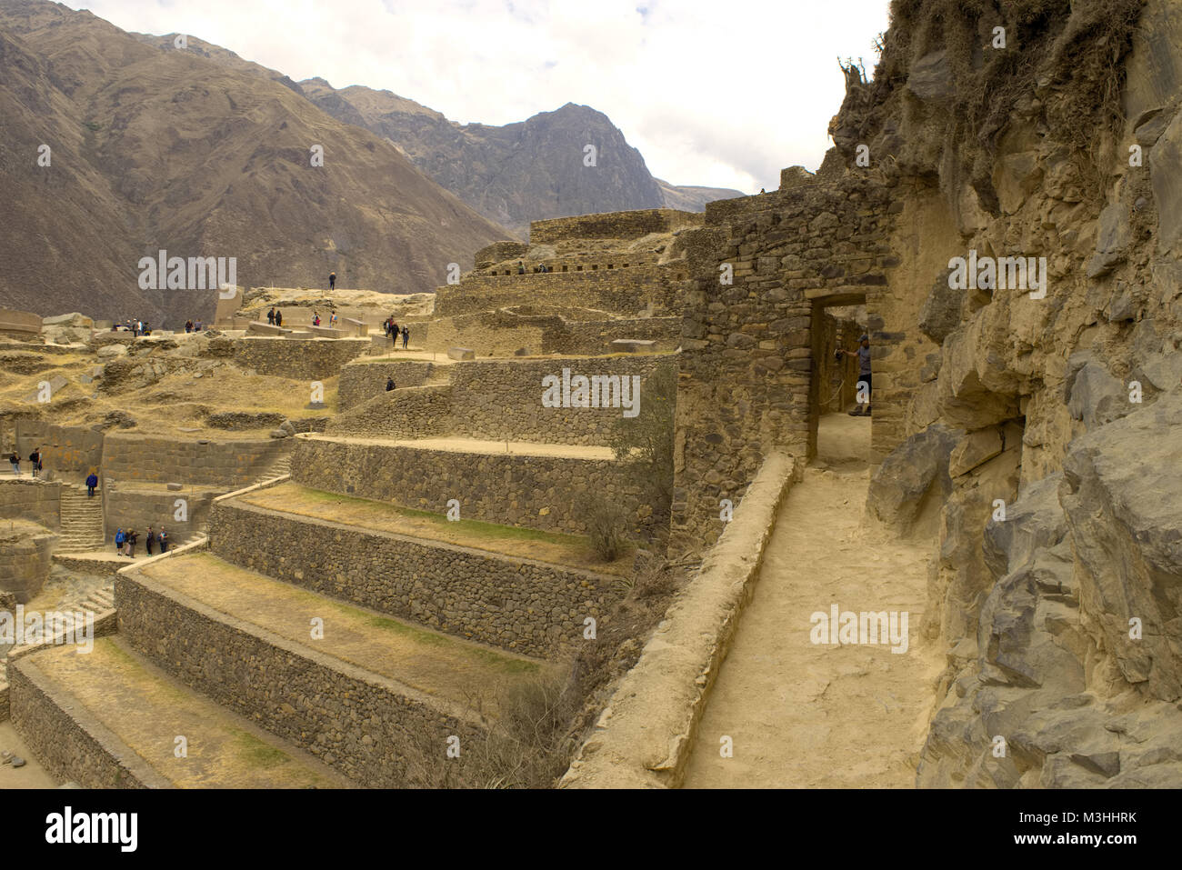 Terrassen von Ollantaytambo Peru Stockfoto
