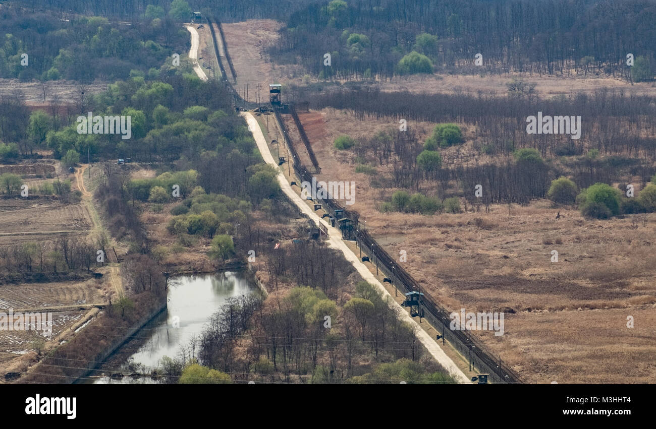 Demilitarisierte Zone (DMZ) an der Grenze zwischen Nordkorea und Südkorea Stockfoto