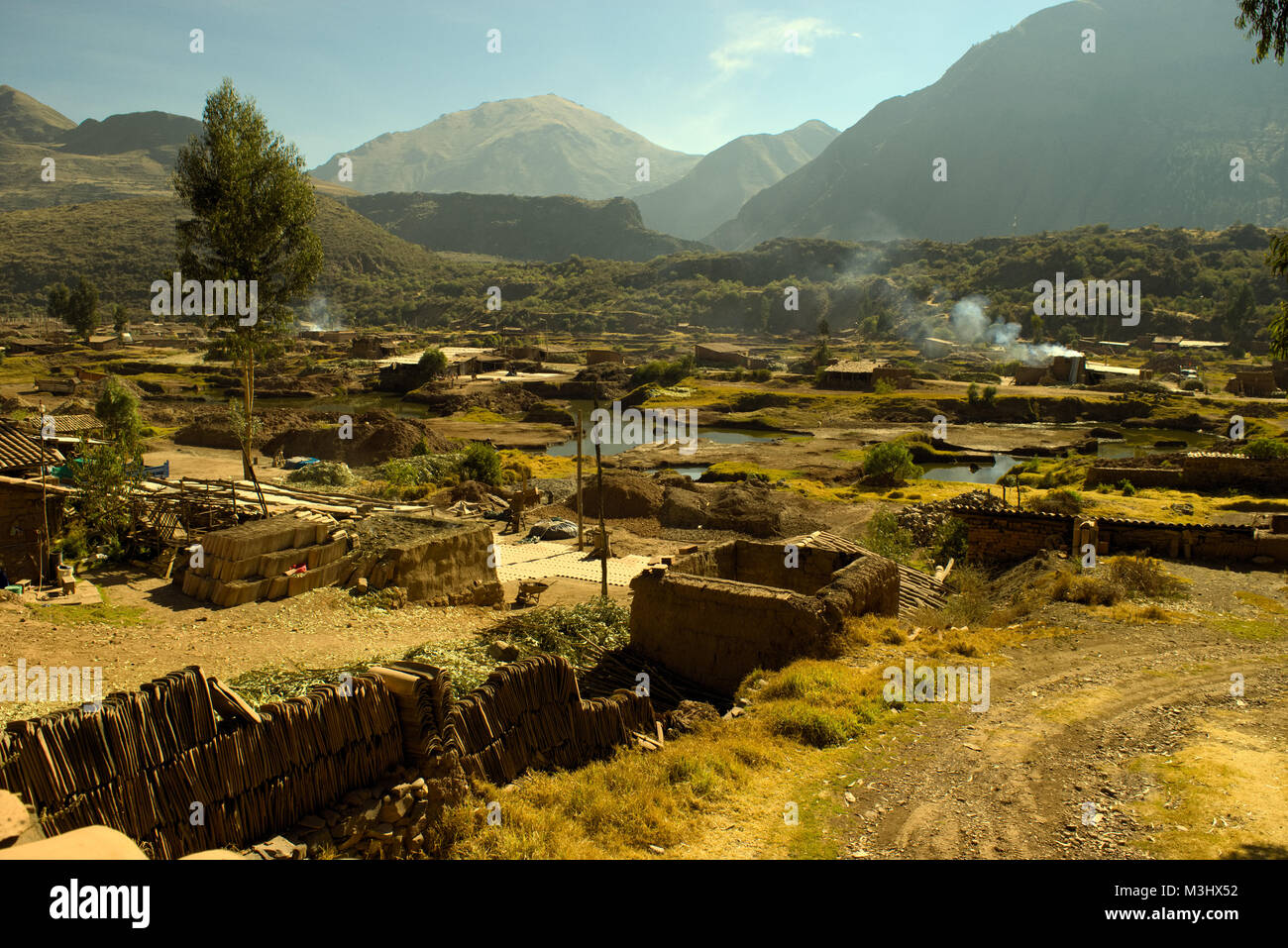 Tonziegel Hersteller (Familie) Piñipampa, Cusco Peru Stockfoto