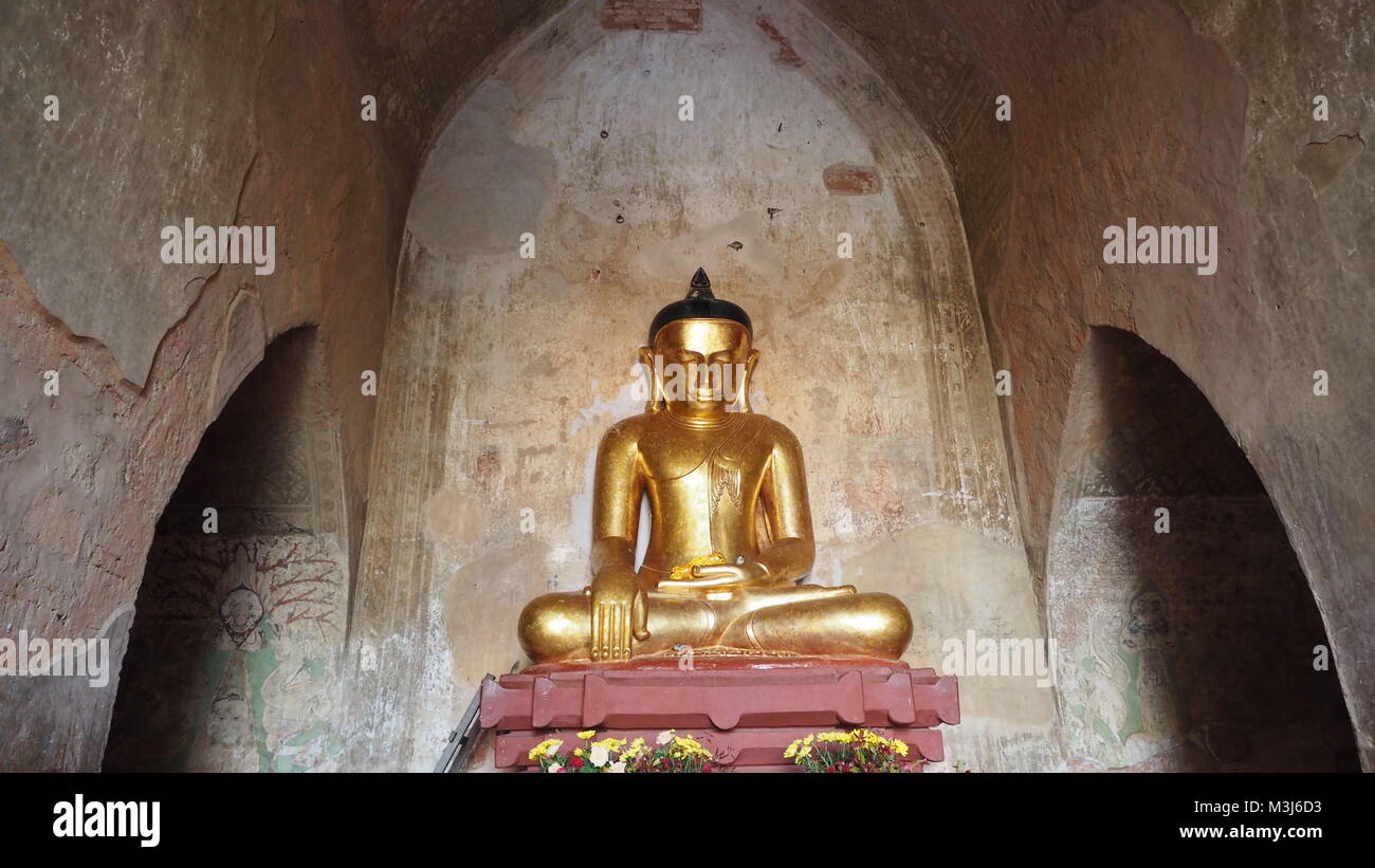 Buddha Statue in Bagan Pagode, Myanmar. Stockfoto