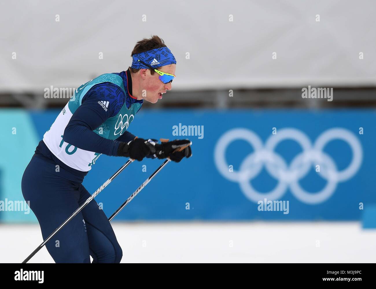 Gangneung, Südkorea. 11. Februar 2018. Andrew Musgrave (GBR, 10). Mens 15 km Skiathlon. Langlaufen. Pyeongchang 2018 Winter Olympics. Alpensia Cross Country Centre. Alpensia. Gangneung. Republik Korea. 11.02.2018. Credit: Sport in Bildern/Alamy leben Nachrichten Stockfoto