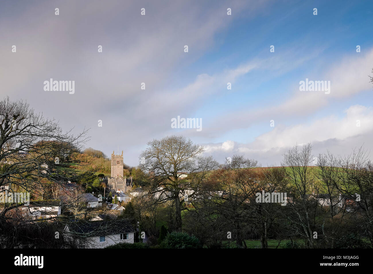 Love Lane, Marldon. 11. Februar 2018. Winterliches Wetter in South Devon heute Morgen. Sonnenaufgang über Marldon in der Nähe von Torquay in South Devon. Credit: James Jagger/Alamy leben Nachrichten Stockfoto