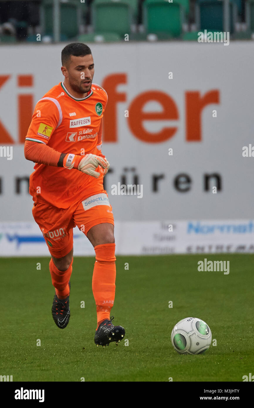 St. Gallen, Schweiz. 11. Februar 2018. Dejan Stojanovic während der Raiffeisen Super League Spiel FC St. Gallen 1879 vs FC Zürich. Credit: Rolf Simeon/Alamy leben Nachrichten Stockfoto