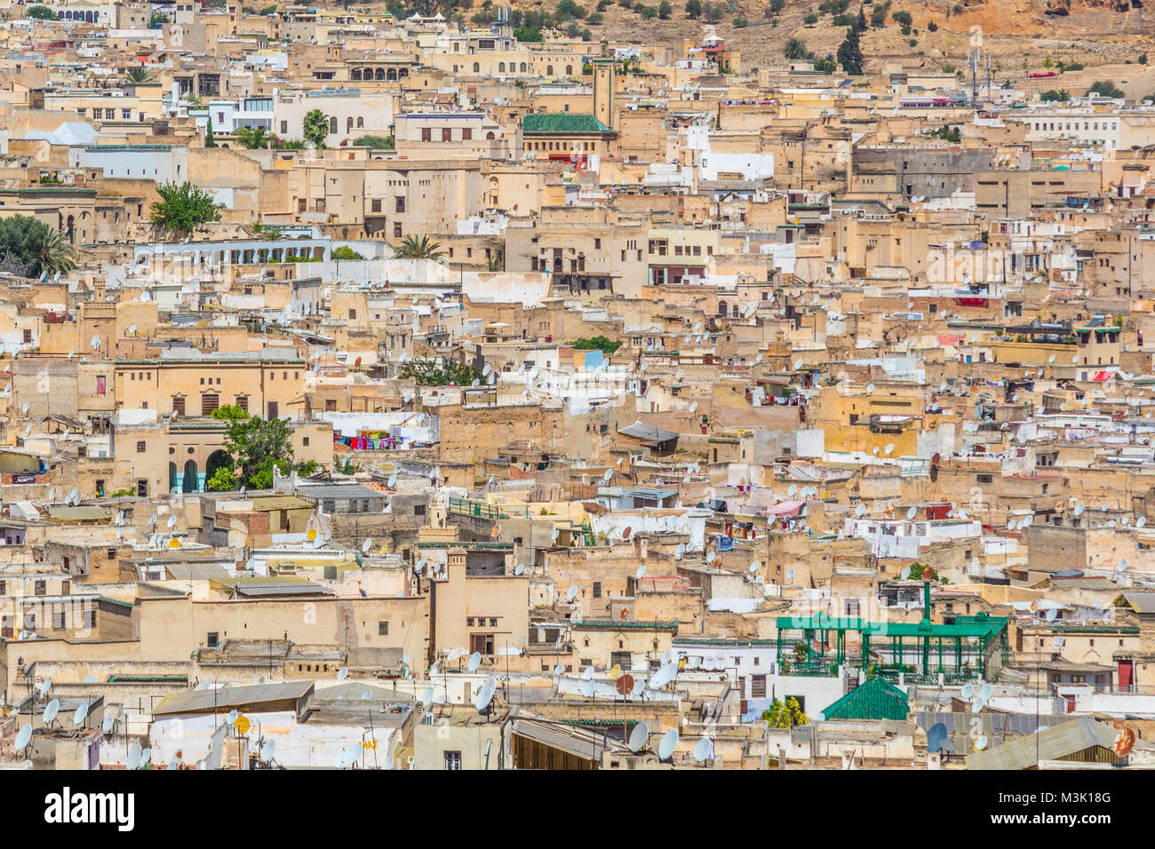 Fez Stadt dichten Gebäuden Mosaik Häuser Marokko Stockfoto