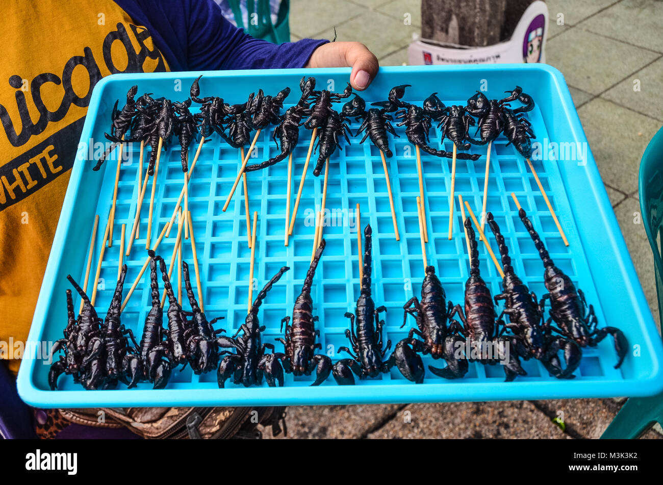 Scorpion Mittagessen in Thailand Stockfoto