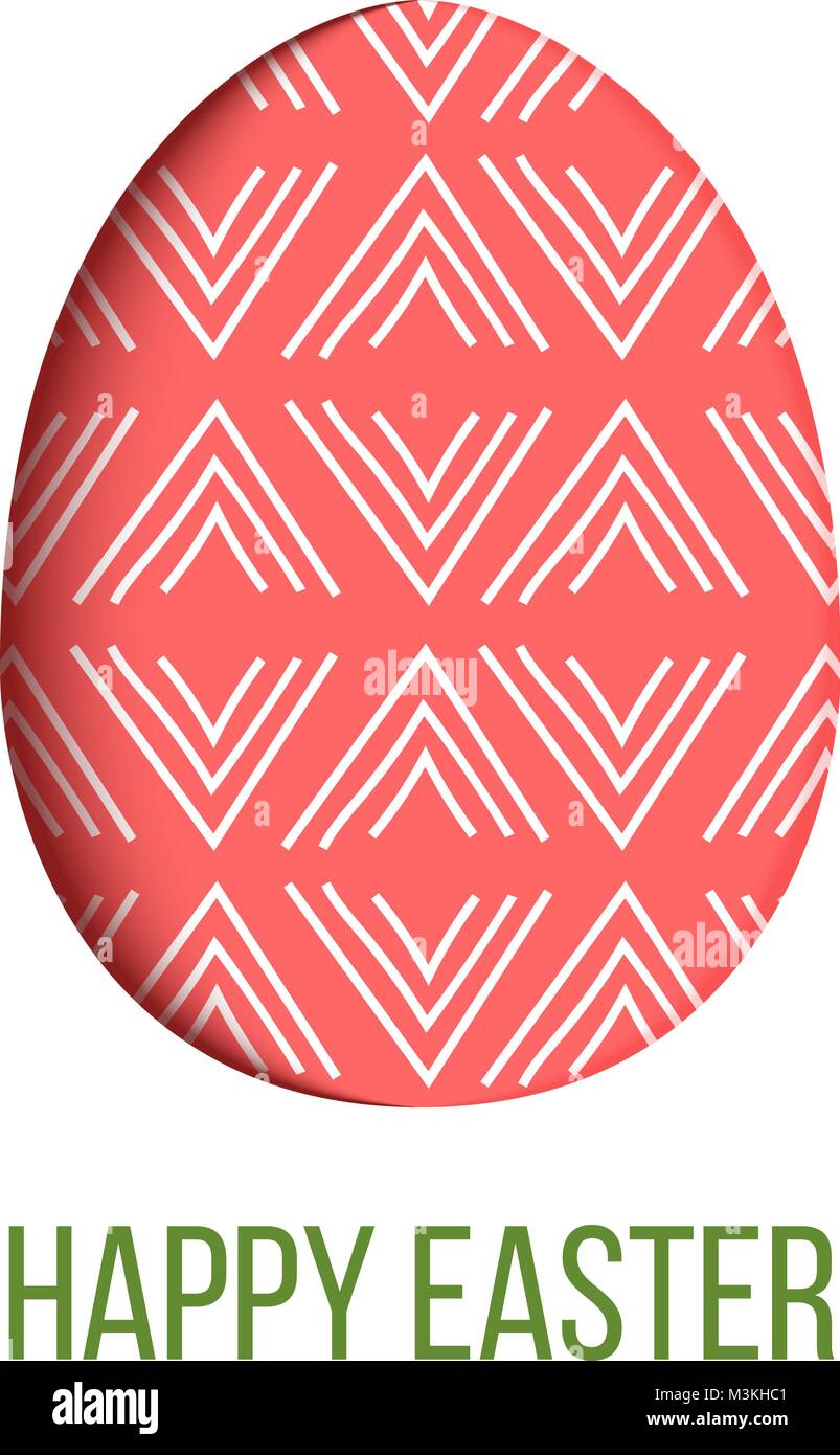 Frohe Ostern. Rot festlich Ei mit einfachen abstrakten eingerichtet. isoliert. Frühling Urlaub. Vector Illustration. Stock Vektor