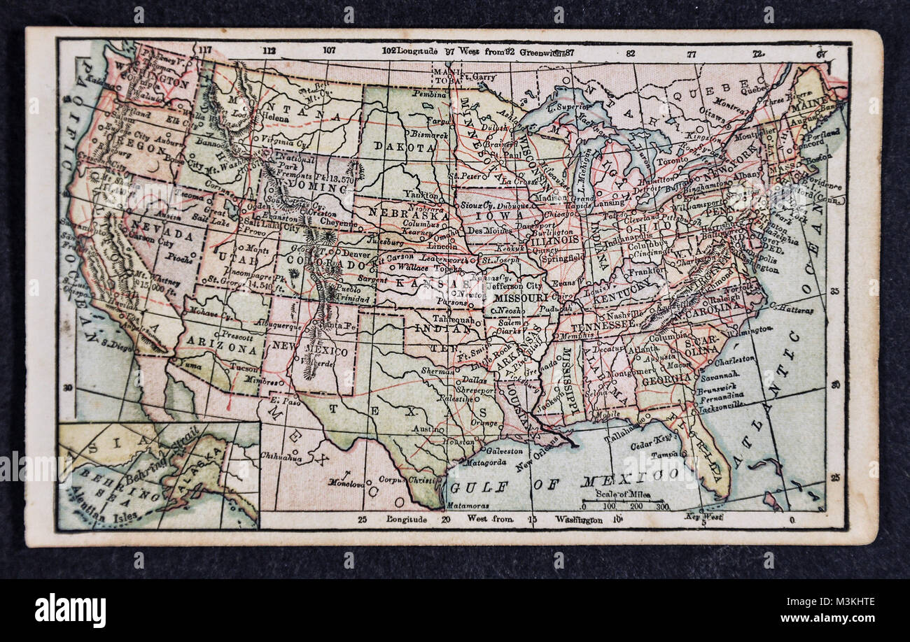 1882 Bradstreet Atlas Karte - Vereinigte Staaten von Amerika Stockfoto