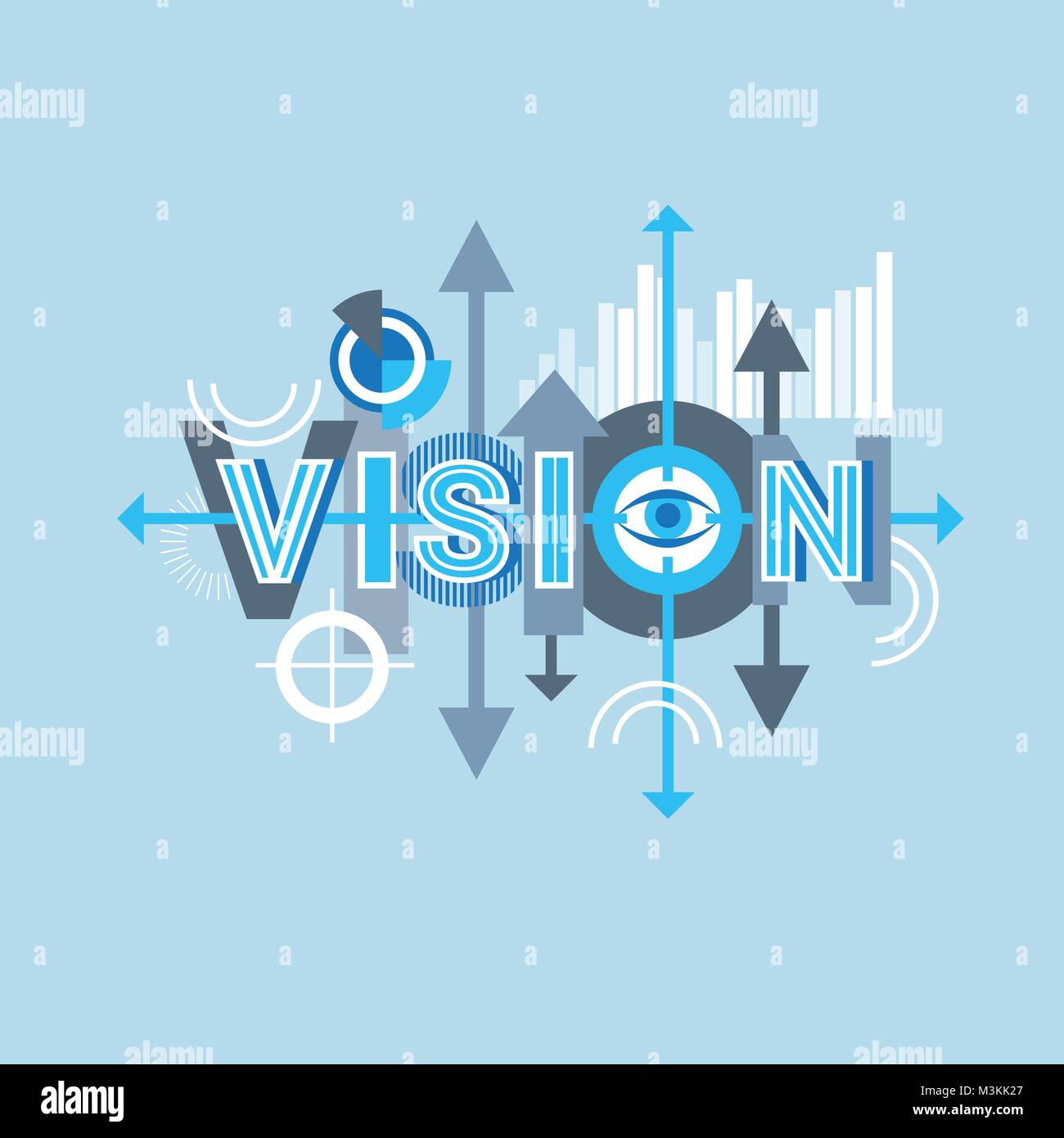 Vision Wort Creative Graphic Design modernes Business Konzept über abstrakte geometrische Formen Hintergrund Stock Vektor