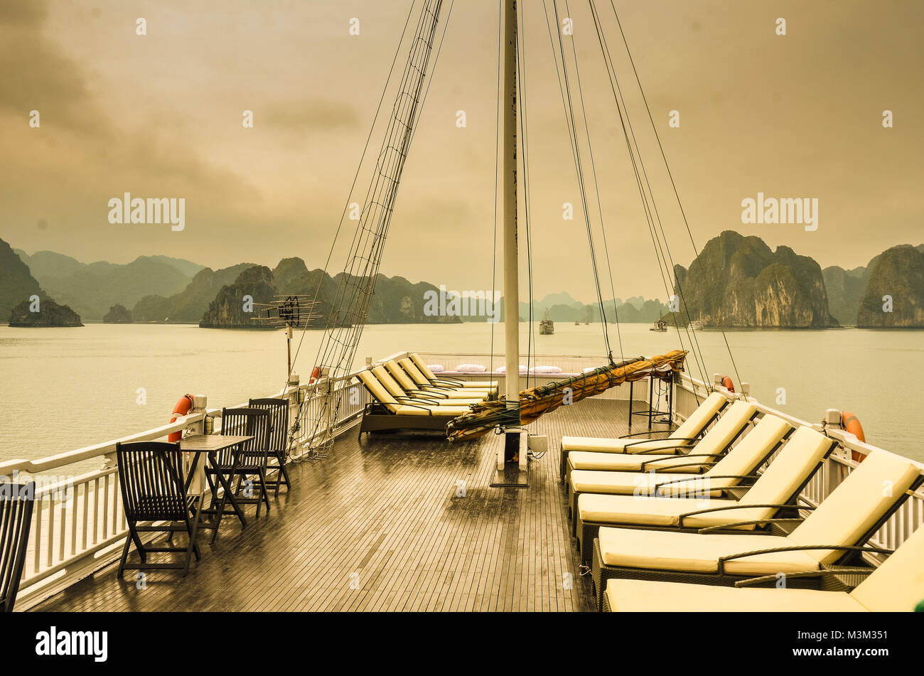 Segelboot Deck in Vietnam. Stockfoto