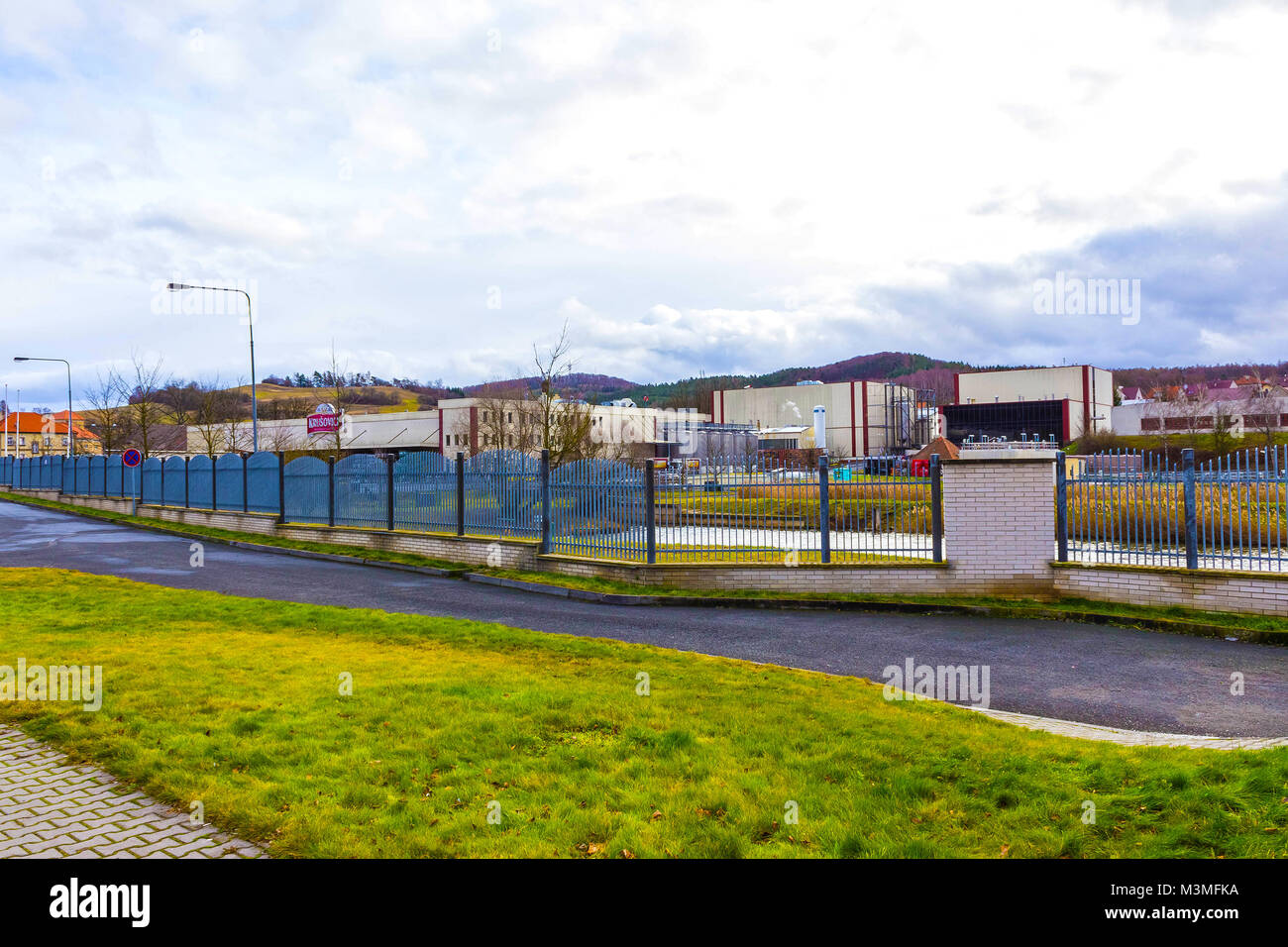 Krusovice, Cszech Republik - Januar 01, 2018: Der Eingang befindet sich in der Brauerei Krusovice Bier Stockfoto