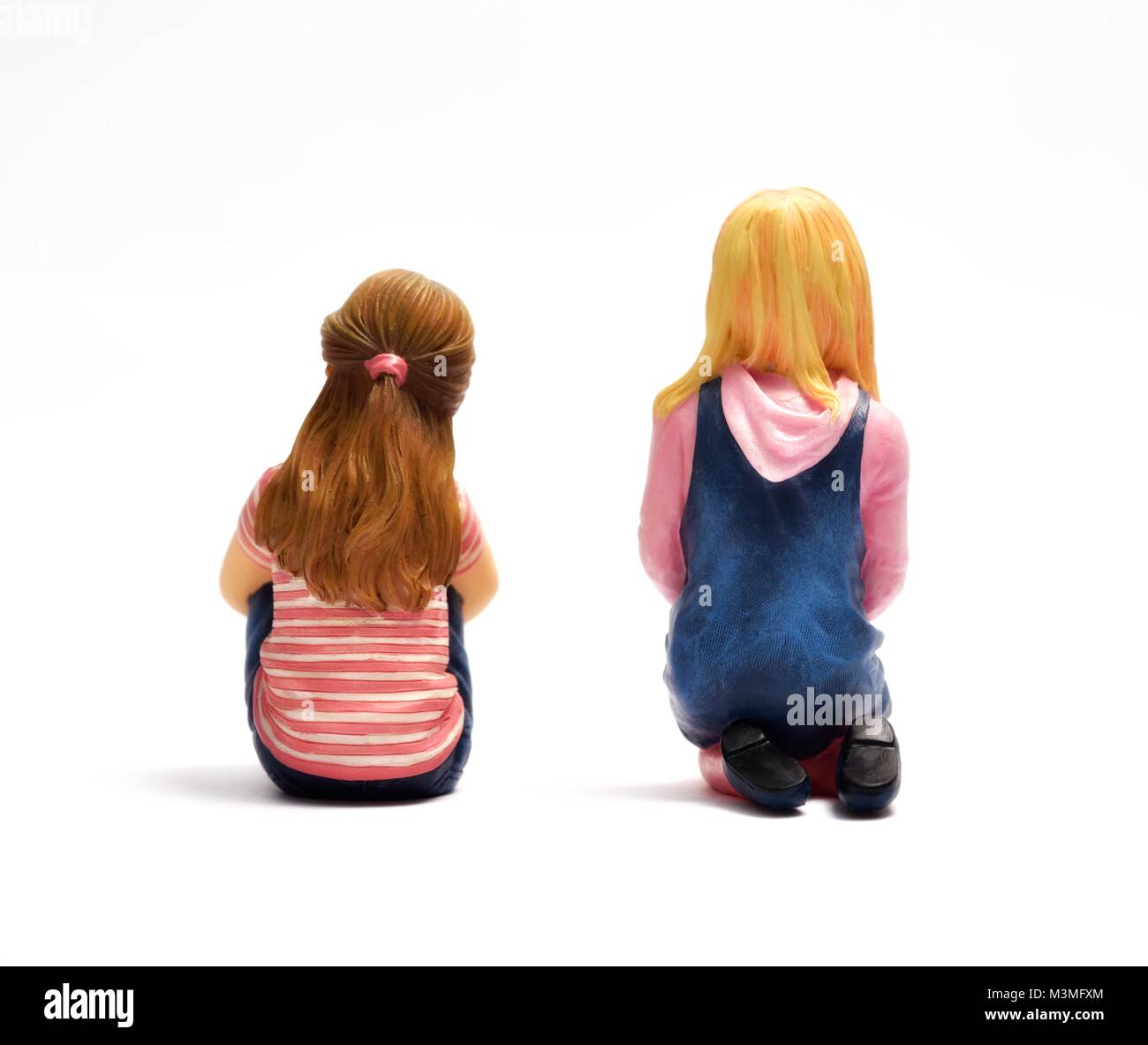 Zwei Miniatur Figur Mädchen nach vorn Stockfoto