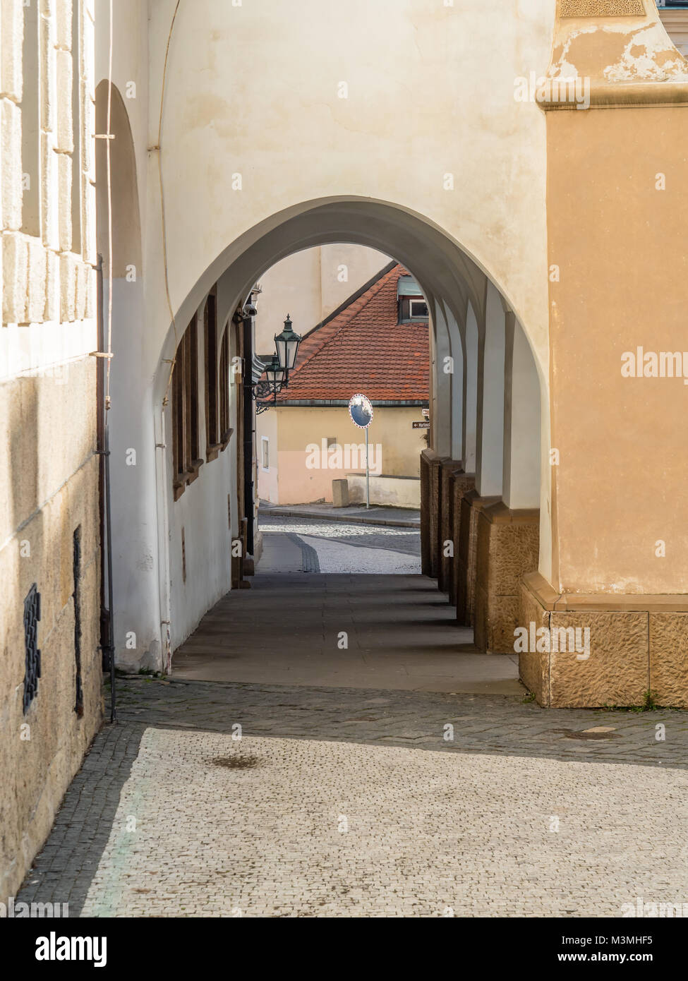 Arcade auf loretanska Straße, Prag, Tschechische Republik Stockfoto