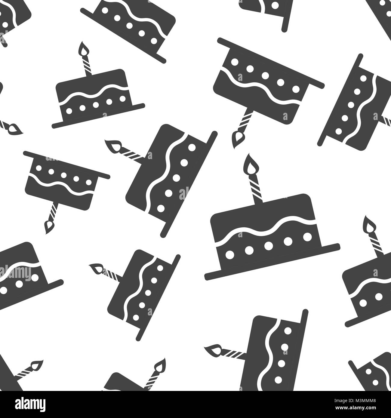 Geburtstag Kuchen nahtlose Muster Hintergrund Symbol. Business Flat Vector Illustration. Pie muffin Symbol Muster. Stock Vektor