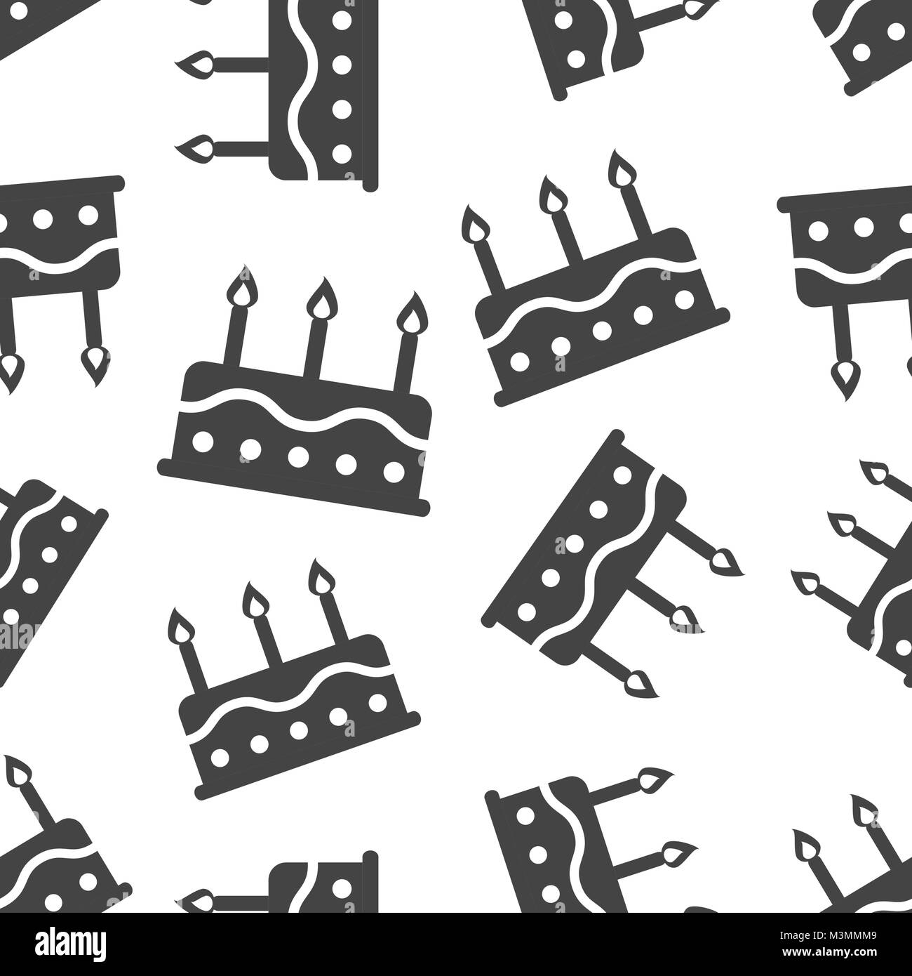 Geburtstag Kuchen nahtlose Muster Hintergrund Symbol. Business Flat Vector Illustration. Pie muffin Symbol Muster. Stock Vektor