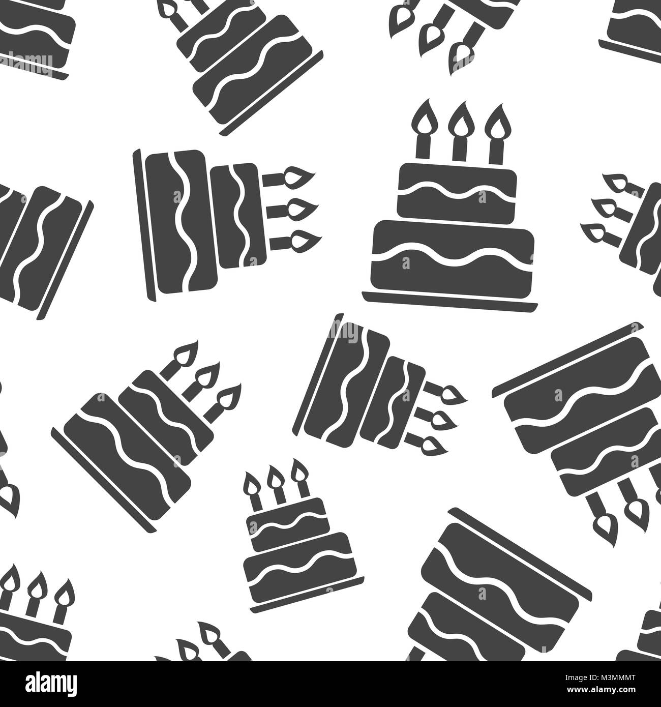 Geburtstag Kuchen nahtlose Muster Hintergrund Symbol. Business Flat Vector Illustration. Pie muffin Symbol Muster. Stock Vektor