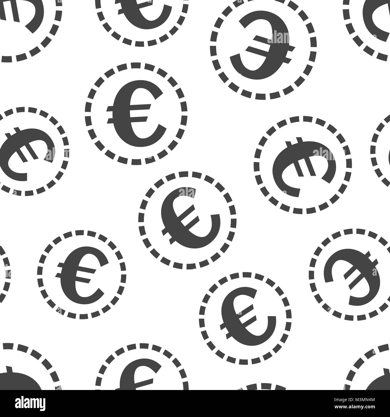 Euro Münzen Geld nahtlose Muster Hintergrund Symbol. Business Flat Vector Illustration. Münze das Symbol Muster. Stock Vektor