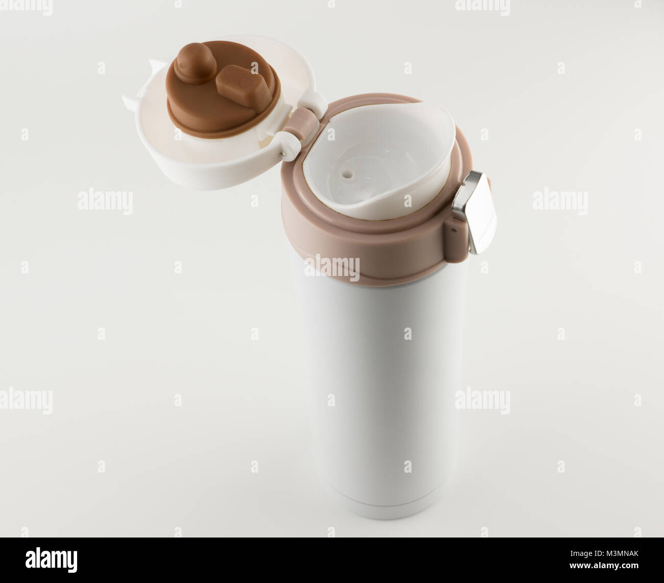 Thermos Travel Mug isoliert auf weißem Hintergrund Stockfoto