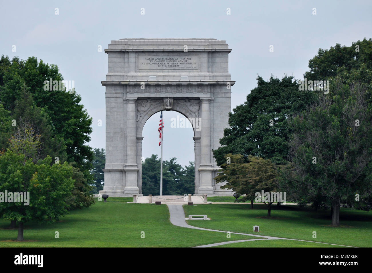Memorial Arch Denkmal in Valley Forge National Historical Park in Pennsylvania Stockfoto