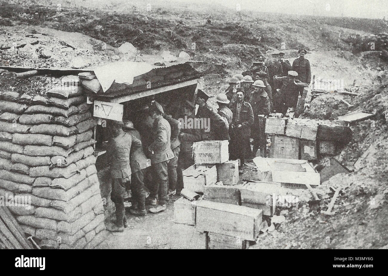 Candy shop Einrichten in der Rückseite der Französischen Schützengräben während des Ersten Weltkrieges Stockfoto