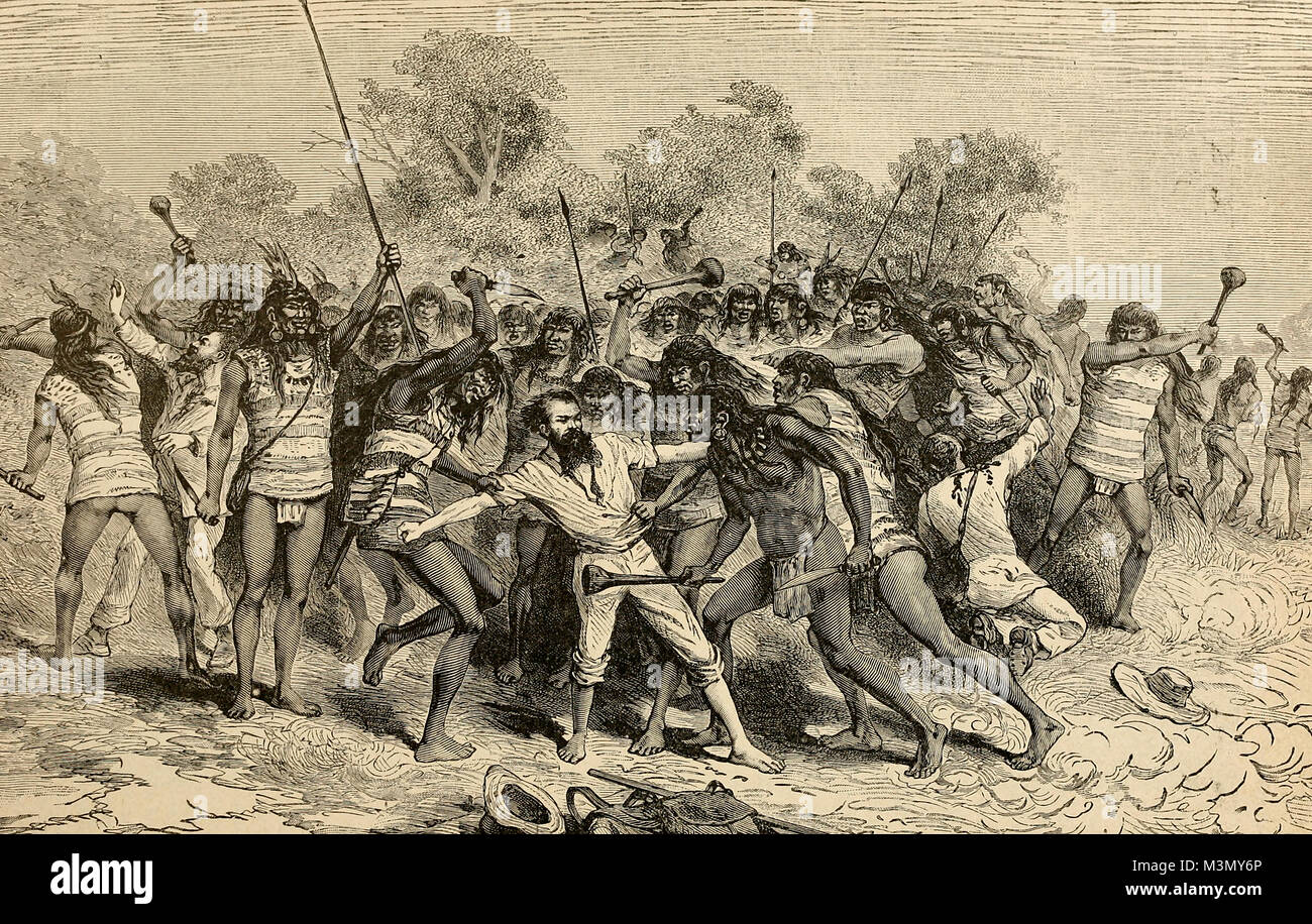 Vernichtung der Crevaux Mission - Südamerika Stockfoto