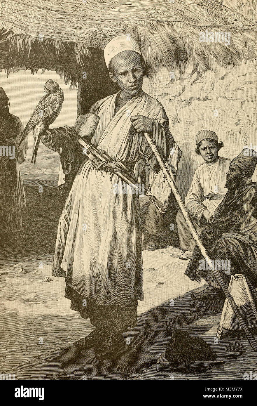 Falconer des Scheichs - Hindu-Persian Typen und Kostüme Stockfoto
