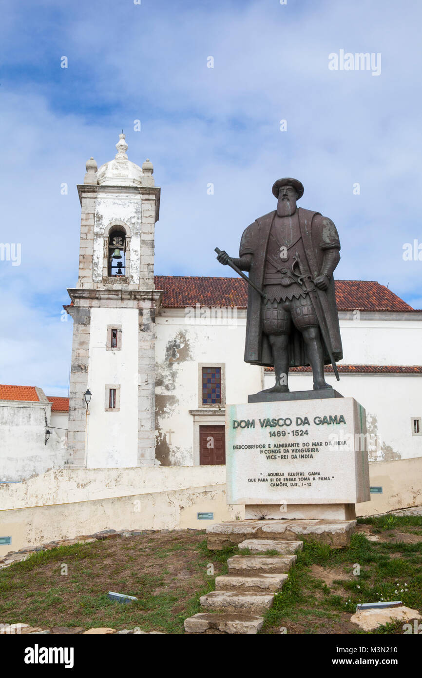 Denkmal von Vasco de Gama in Sines in Portugal Stockfoto