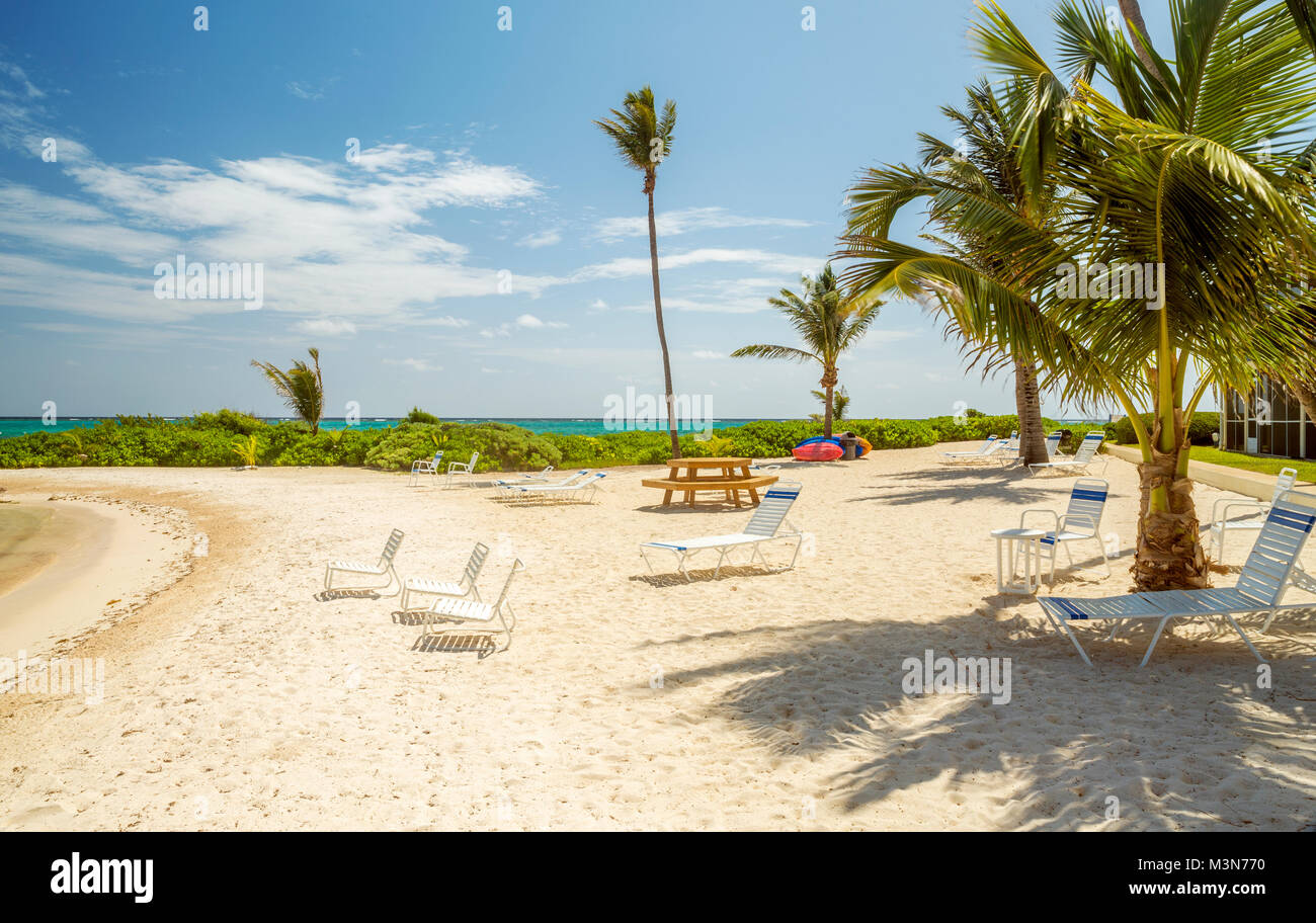 Strand in Rum Point auf Grand Cayman Island Stockfoto