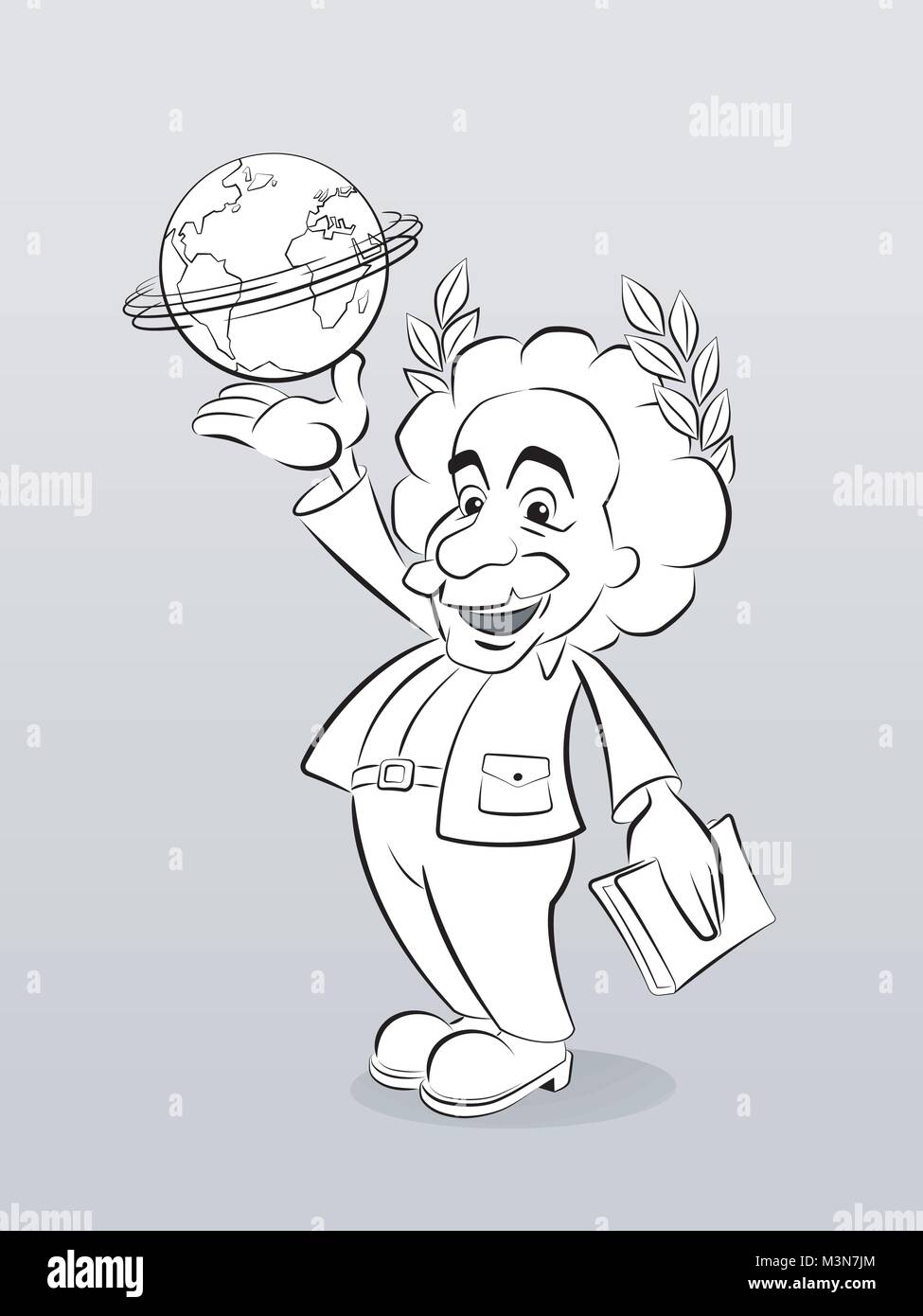 Cartoon Wissenschaftler und Seine wissenschaftliche Entdeckung Stock Vektor