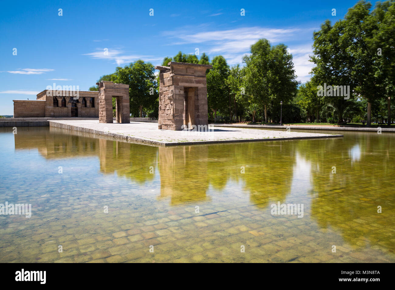 Blick auf den Tempel von Debod, Madrid, Spanien - UNESCO- Stockfoto