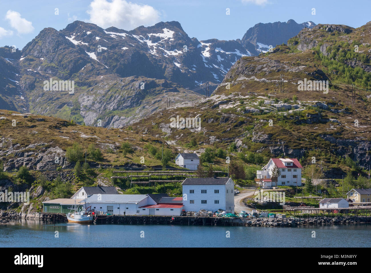 Moskenes von der Fähre Anlegestelle zu Bodo, Lofoten, Norwegen Stockfotografie Alamy
