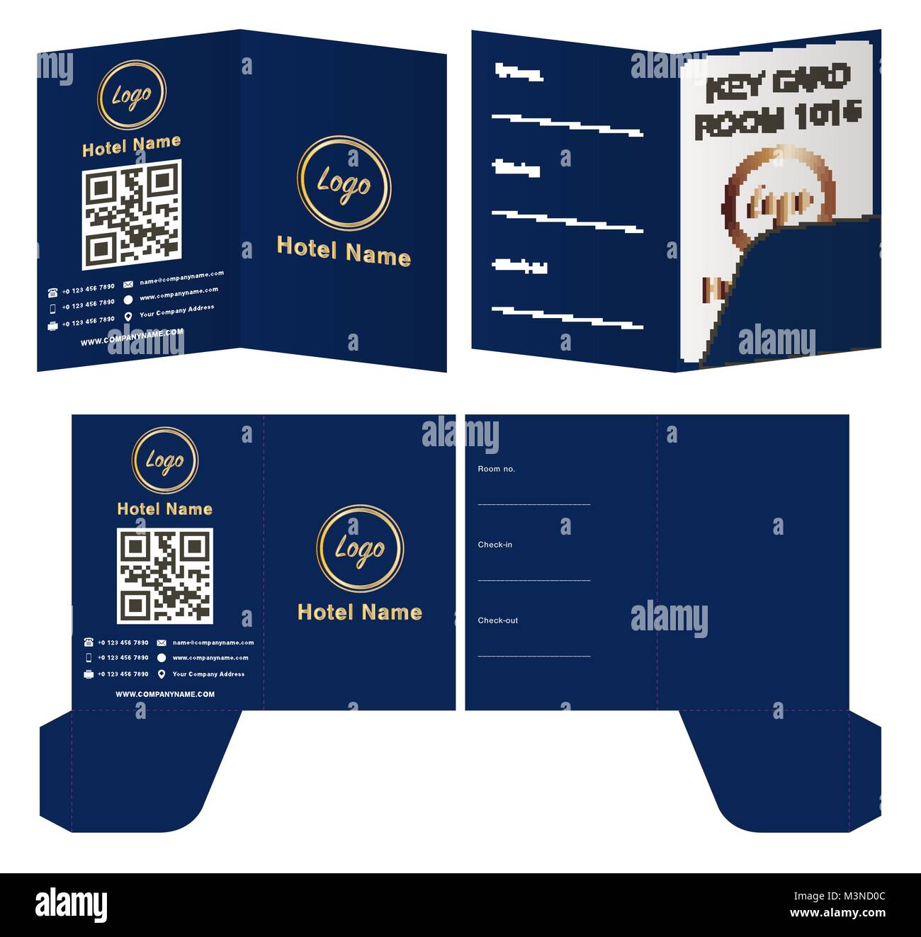 Hotel Key Card Inhaber ordner Package Template Stock Vektor