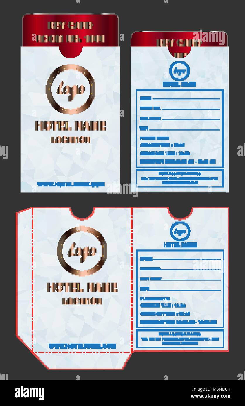 Hotel Key Card Inhaber ordner Package Template Stock-Vektorgrafik In Hotel Key Card Template