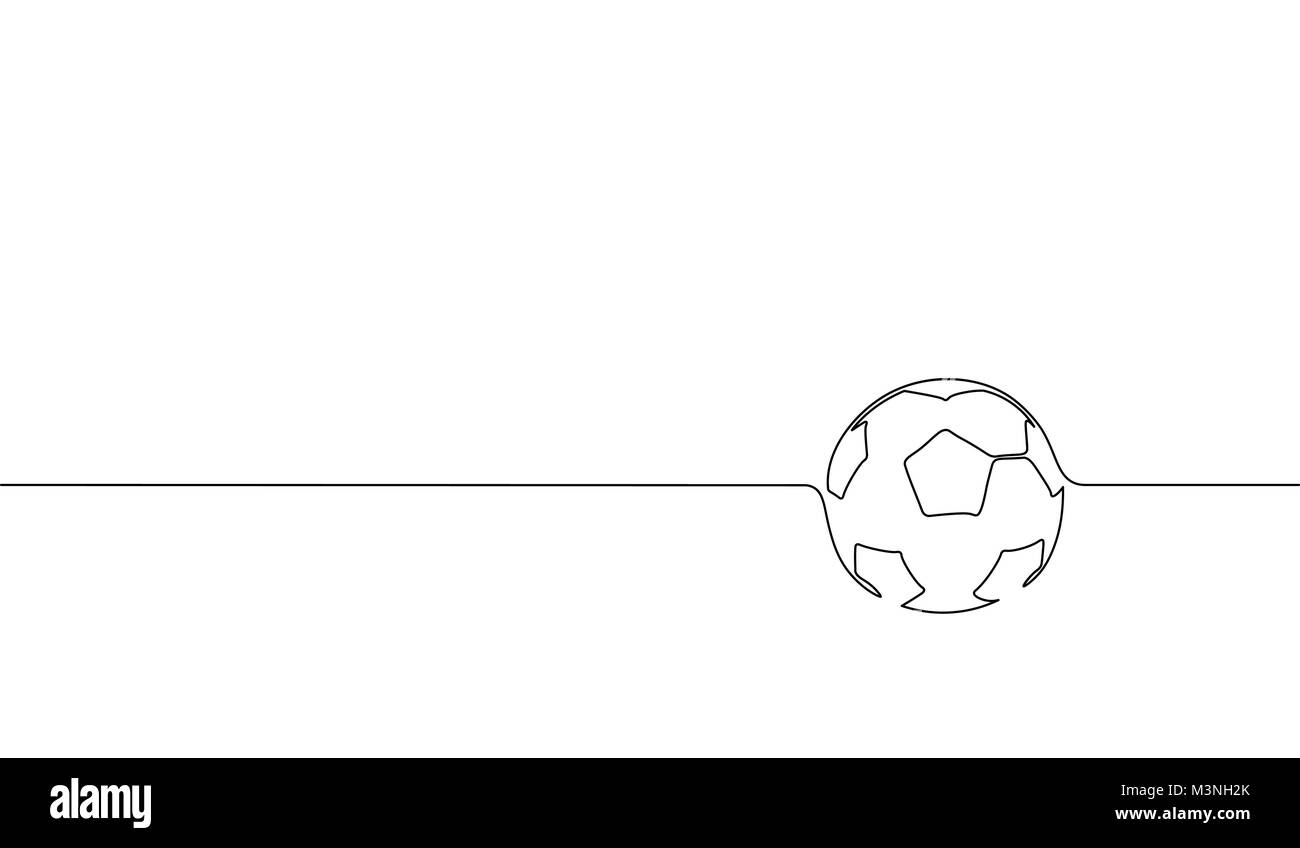 Eine durchgehende Linie kunst Fußball-ball Silhouette. Meisterschaft finale Spiel Sport Wettbewerb Design eine Skizze Maßbild Vector Illustration Stock Vektor