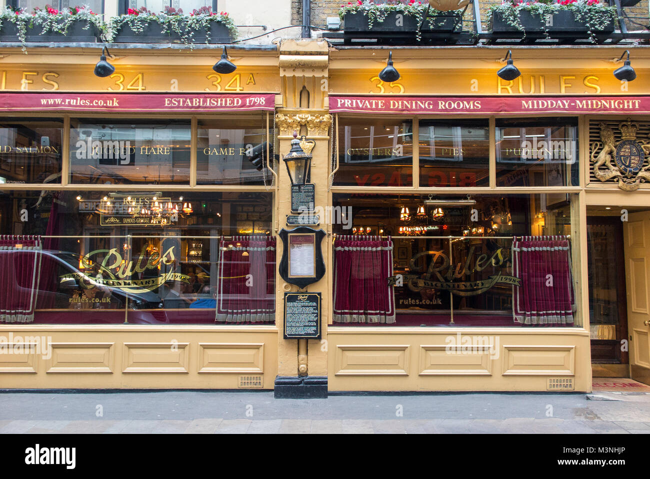 Regeln Restaurant in London - älteste Restaurant in London Stockfoto