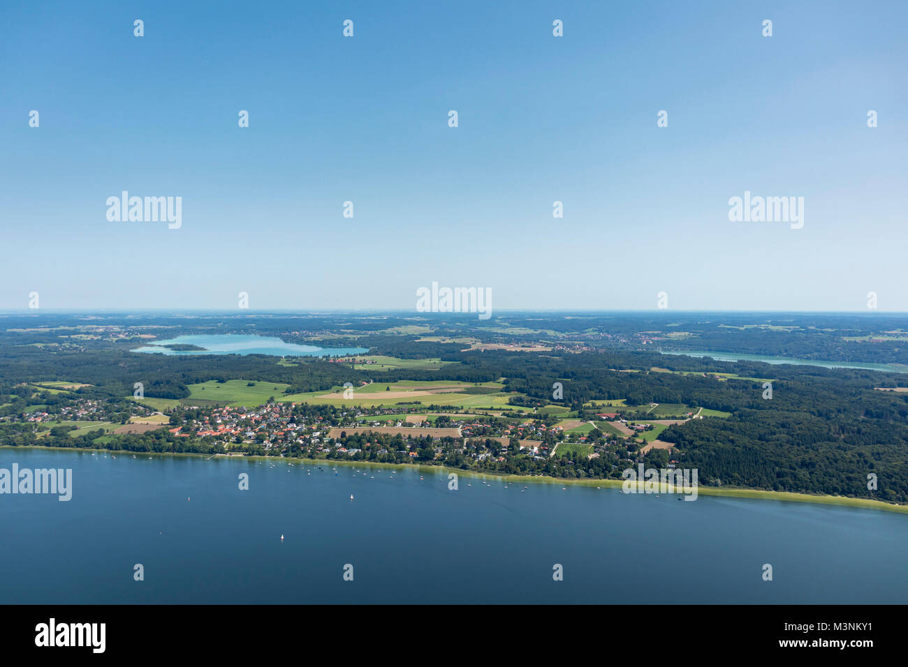 Luftaufnahme von Breitbrunn am Ammersee Herrsching, Bayern, Deutschland Stockfoto
